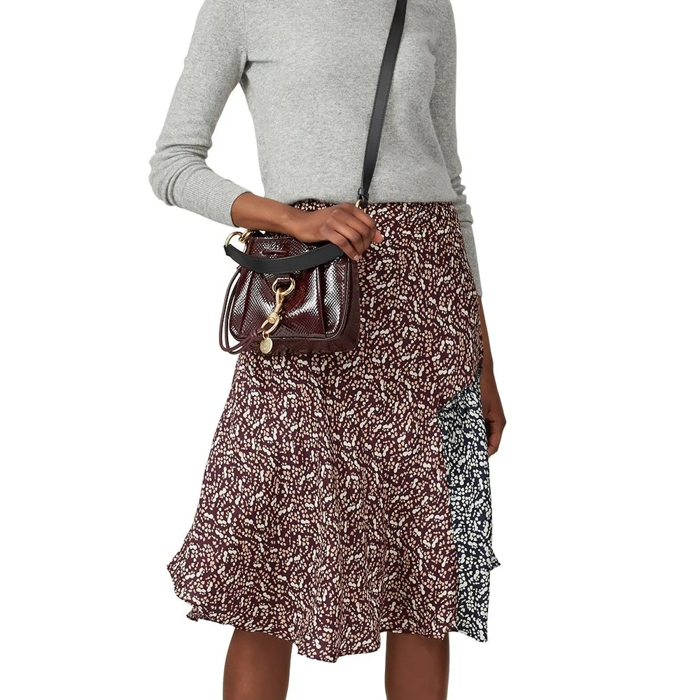 Apiece Apart Brown and White Midi A-Line Skirt
